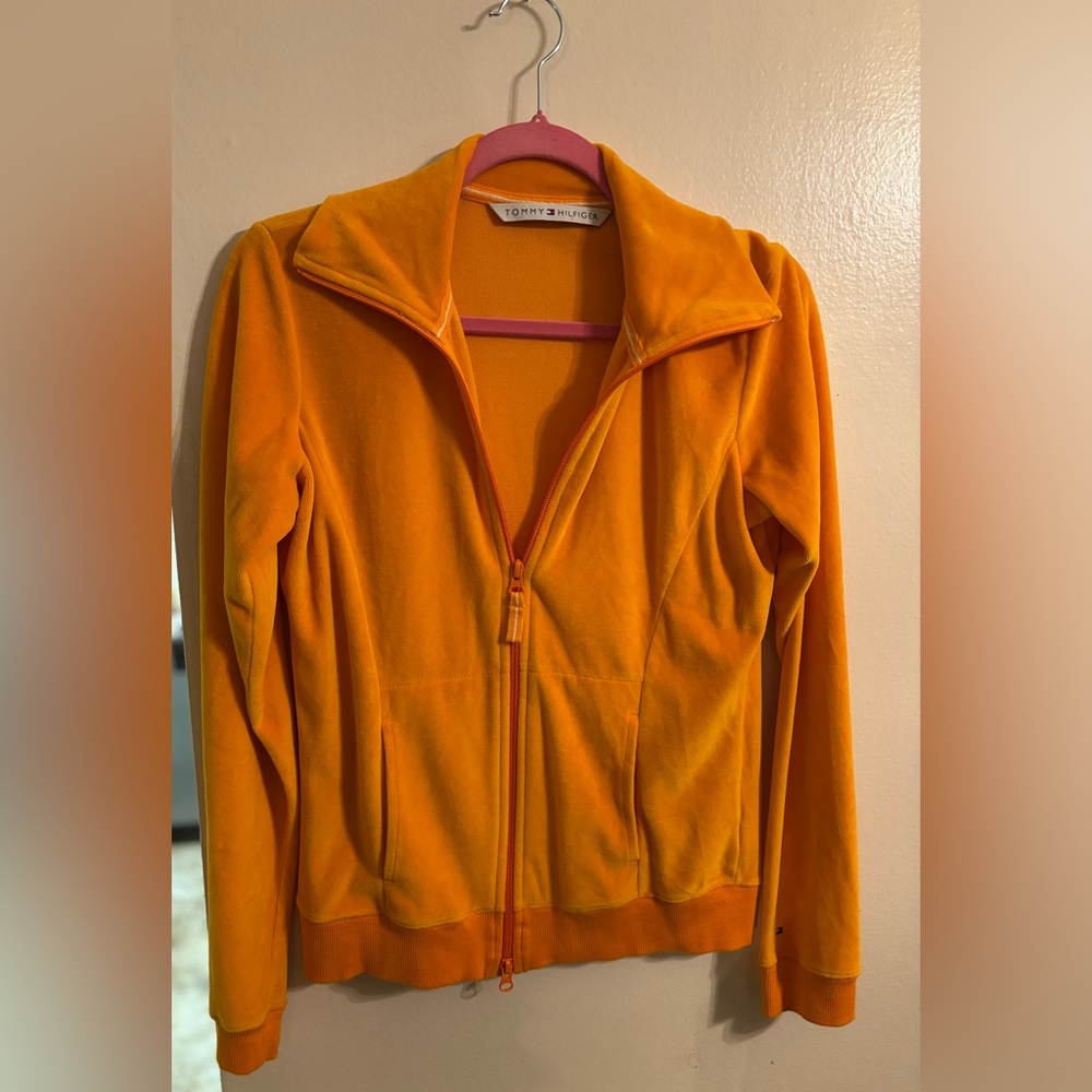 Vibrant Orange Velour Jacket